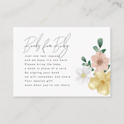 水エレガント色ワイルドフラワーズブックベビー エンクロージャーカード (正面)