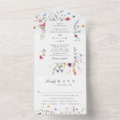 水エレガント色ワイルドフラワーズ結婚フローラ オールインワン招待状 (内側)