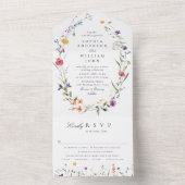 水エレガント色ワイルドフラワーズ結婚フローラ オールインワン招待状 (内側)