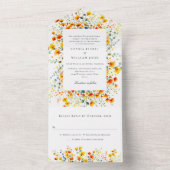 水エレガント色ワイルドフラワーズ結婚フローラ オールインワン招待状 (内側)