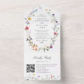 水エレガント色ワイルドフラワーズ結婚フローラ オールインワン招待状 (内側)