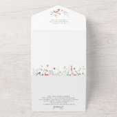 水エレガント色ワイルドフラワーズ結婚フローラ オールインワン招待状 (外側)