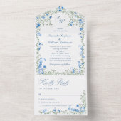 水エレガント色ワイルドフラワーズ結婚フローラ オールインワン招待状 (内側)