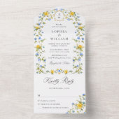 水エレガント色ワイルドフラワーズ結婚フローラ オールインワン招待状 (内側)