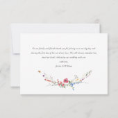 水エレガント色ワイルドフラワーズ結婚フローラ サンキューカード (裏面)