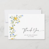 水エレガント色ワイルドフラワーズ結婚フローラ サンキューカード (正面)