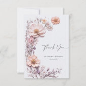 水エレガント色ワイルドフラワーズ結婚フローラ サンキューカード (正面)