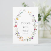水エレガント色ワイルドフラワーズ結婚フローラ サンキューカード (スタンド正面)