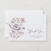 水エレガント色ワイルドフラワーズ結婚フローラ サンキューカード (正面)