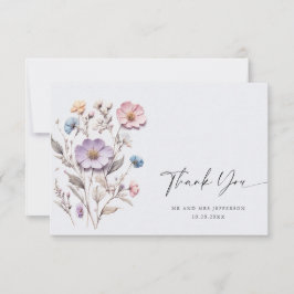 水エレガント色ワイルドフラワーズ結婚フローラ サンキューカード