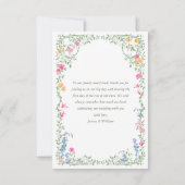 水エレガント色ワイルドフラワーズ結婚フローラ サンキューカード (裏面)