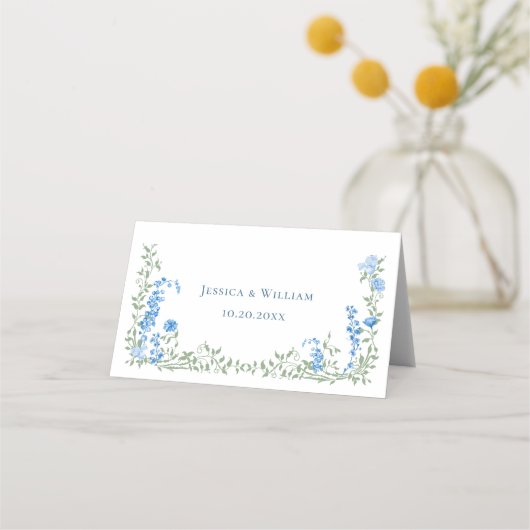 水エレガント色ワイルドフラワーズ結婚フローラ プレイスカード (裏面)
