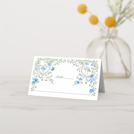 水エレガント色ワイルドフラワーズ結婚フローラ プレイスカード (正面)