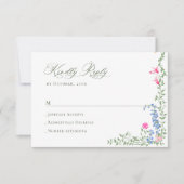 水エレガント色ワイルドフラワーズ結婚フローラ 出欠カード (正面)