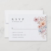 水エレガント色ワイルドフラワーズ結婚フローラ 出欠カード (正面)