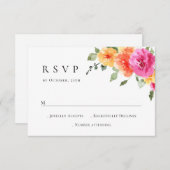 水エレガント色ワイルドフラワーズ結婚フローラ 出欠カード (正面/裏面)