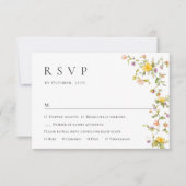 水エレガント色ワイルドフラワーズ結婚フローラ 出欠カード (正面)