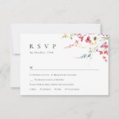 水エレガント色ワイルドフラワーズ結婚フローラ 出欠カード (正面)