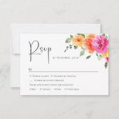 水エレガント色ワイルドフラワーズ結婚フローラ 出欠カード (正面)
