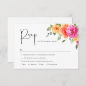水エレガント色ワイルドフラワーズ結婚フローラ 出欠カード (正面/裏面)