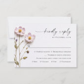 水エレガント色ワイルドフラワーズ結婚フローラ 出欠カード (正面)