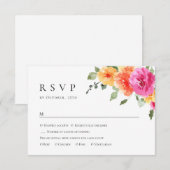 水エレガント色ワイルドフラワーズ結婚フローラ 出欠カード (正面/裏面)