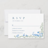 水エレガント色ワイルドフラワーズ結婚フローラ 出欠カード (正面)
