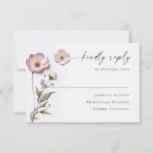 水エレガント色ワイルドフラワーズ結婚フローラ 出欠カード (正面)