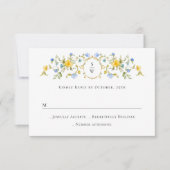 水エレガント色ワイルドフラワーズ結婚フローラ 出欠カード (正面)
