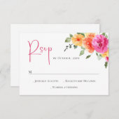 水エレガント色ワイルドフラワーズ結婚フローラ 出欠カード (正面/裏面)