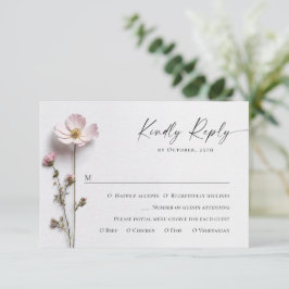 水エレガント色ワイルドフラワーズ結婚フローラ 出欠カード