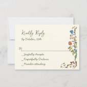 水エレガント色ワイルドフラワーズ結婚フローラ 出欠カード (正面)