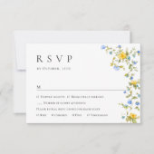 水エレガント色ワイルドフラワーズ結婚フローラ 出欠カード (正面)