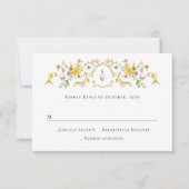 水エレガント色ワイルドフラワーズ結婚フローラ 出欠カード (正面)