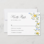 水エレガント色ワイルドフラワーズ結婚フローラ 出欠カード (正面)