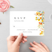 水エレガント色ワイルドフラワーズ結婚フローラ 出欠カード