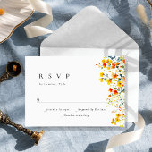 水エレガント色ワイルドフラワーズ結婚フローラ 出欠カード