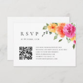 水エレガント色ワイルドフラワーズ結婚フローラ 出欠カード (正面/裏面)