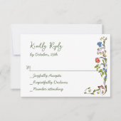 水エレガント色ワイルドフラワーズ結婚フローラ 出欠カード (正面)