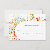 水エレガント色ワイルドフラワーズ結婚フローラ 出欠カード (正面)