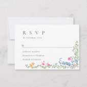 水エレガント色ワイルドフラワーズ結婚フローラ 出欠カード (正面)