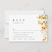 水エレガント色ワイルドフラワーズ結婚フローラ 出欠カード (正面)