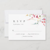 水エレガント色ワイルドフラワーズ結婚フローラ 出欠カード (正面)