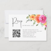 水エレガント色ワイルドフラワーズ結婚フローラ 出欠カード (正面)