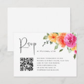 水エレガント色ワイルドフラワーズ結婚フローラ 出欠カード (正面/裏面)