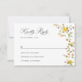 水エレガント色ワイルドフラワーズ結婚フローラ 出欠カード (正面)