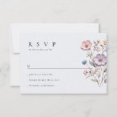 水エレガント色ワイルドフラワーズ結婚フローラ 出欠カード (正面)