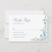 水エレガント色ワイルドフラワーズ結婚フローラ 出欠カード (正面)