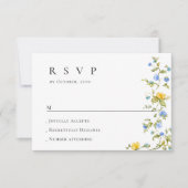 水エレガント色ワイルドフラワーズ結婚フローラ 出欠カード (正面)