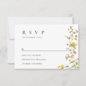 水エレガント色ワイルドフラワーズ結婚フローラ 出欠カード (正面)
